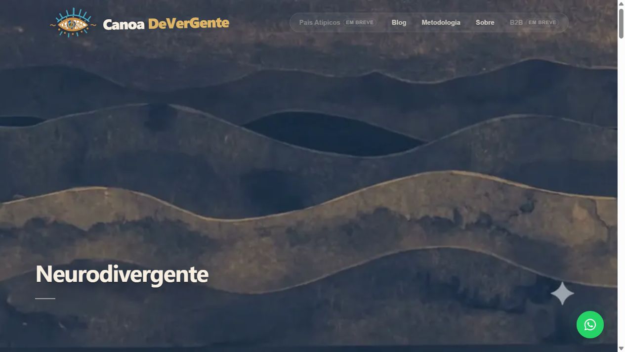 Site Canoa DeVerGente: apresentação em tela ampla