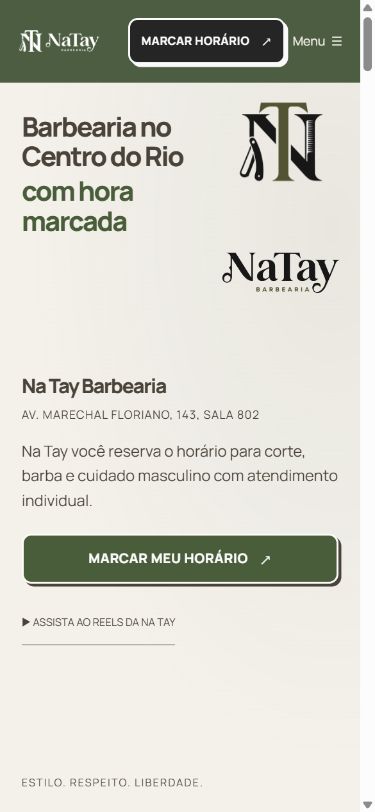 Site Na Tay Barbearia na versão para celular