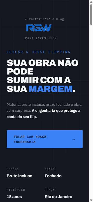 Site RGW Reformas na versão para celular
